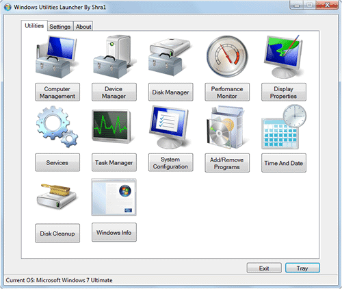 Windows Utilities Launcher - Acesso rápido aos utilitários do Windows Windows Utilities Launcher - Acesso rápido aos utilitários do Windows