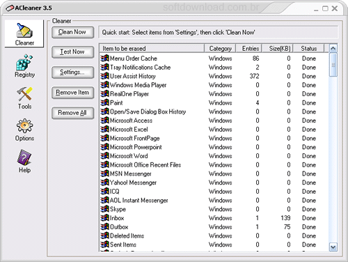 Limpe e otimize o Windows com o ACleaner