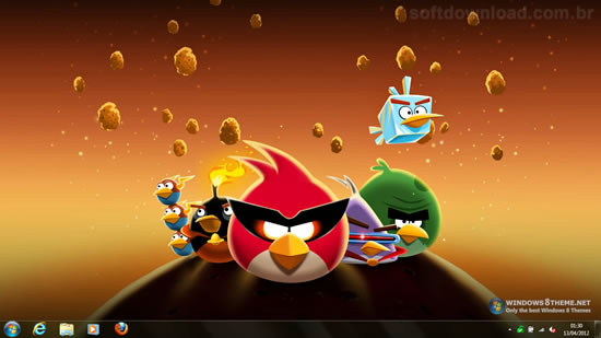 Tema Angry Birds Space para Windows 7 e Windows 8