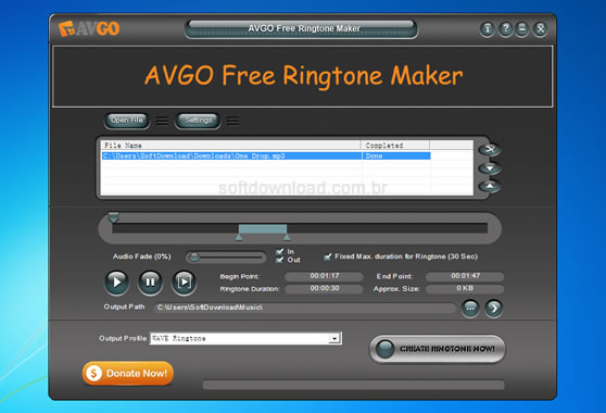 Crie toques para o seu celular com o AVGO Free Ringtone Maker