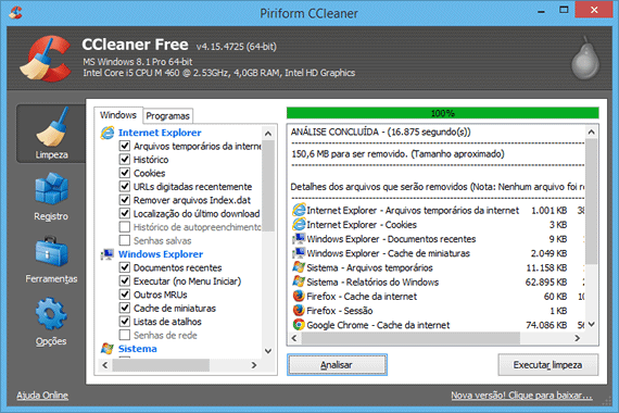 Programa para limpar e otimizar o Windows - CCleaner