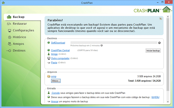 Programa de backup gratuito para Windows - CrashPlan