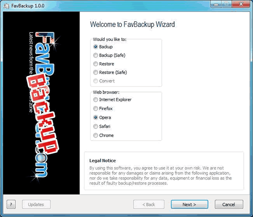 Faça o backup de seu navegador com o FavBackup Faça o backup de seu navegador com o FavBackup