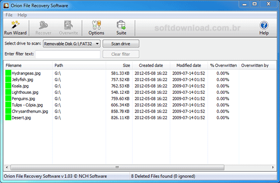 Recupere arquivos deletados com o Orion File Recovery