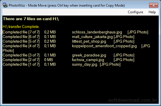 PhotoWizz - Transfira automaticamente as fotos do cartão de memória para o computador