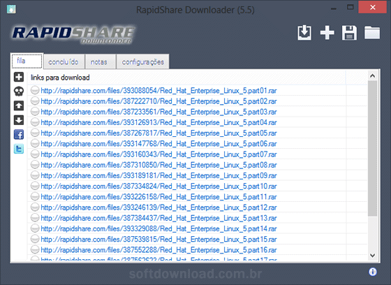Download automático no RapidShare, Mediafire e outros - RapidShare Downloader