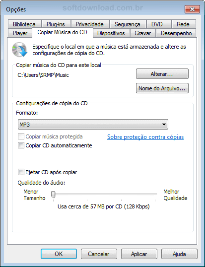 Como copiar CDs de áudio usando o Windows Media Player