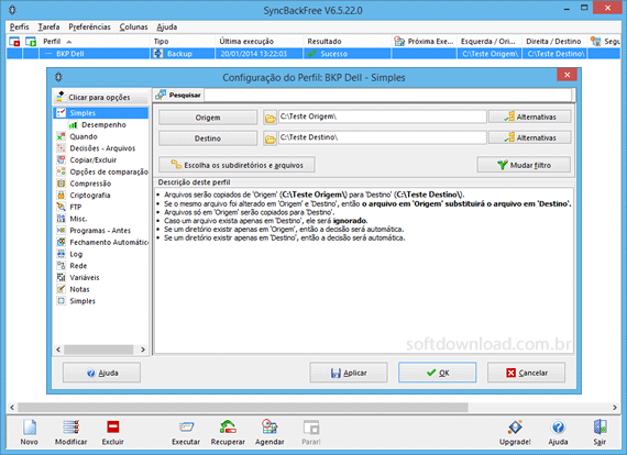 Programa de backup gratuito para Windows - SyncBack Free