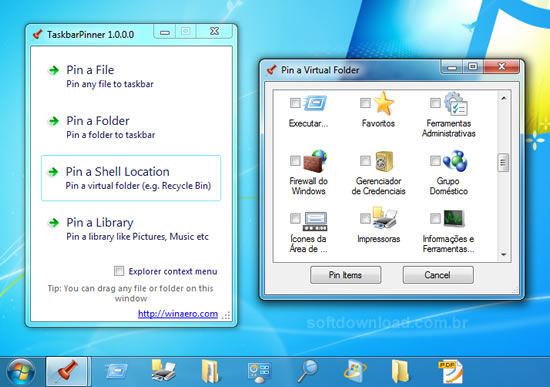Fixe pastas na barra de tarefas do Windows 7 e 8