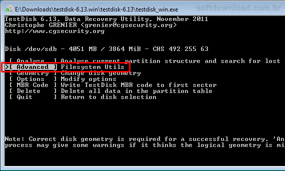 Imagem 4 - Como recuperar arquivos deletados usando o TestDisk
