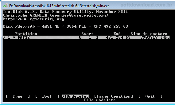 Imagem 5 - Como recuperar arquivos deletados usando o TestDisk
