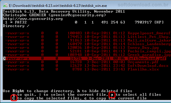 Imagem 6 - Como recuperar arquivos deletados usando o TestDisk