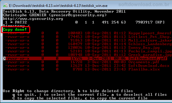 Imagem 8 - Como recuperar arquivos deletados usando o TestDisk