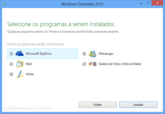 Download instalador offline do Windows Essentials 2012