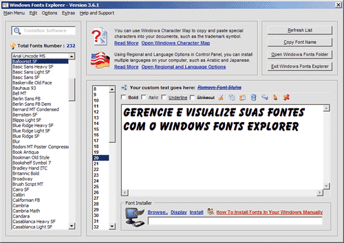Instale e visualize fontes com o Windows Fonts Explorer