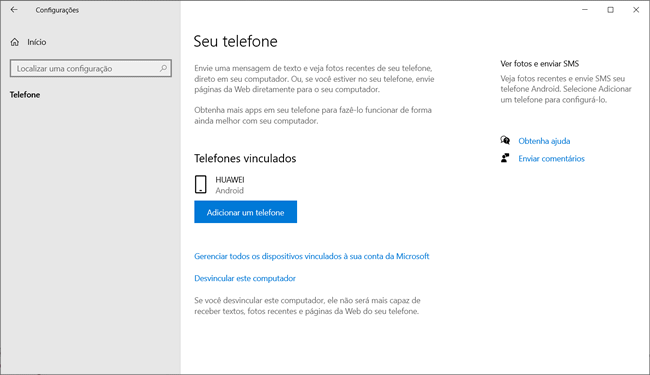 Como vincular seu telefone celular ao Windows 10