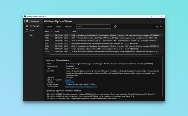 Veja as atualizações do Windows instaladas com o WUView
