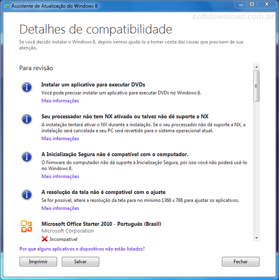 Verifique se o seu PC é compatível com o Windows 8
