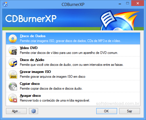 Grave CD, DVD e Blu-ray com o CDBurnerXP