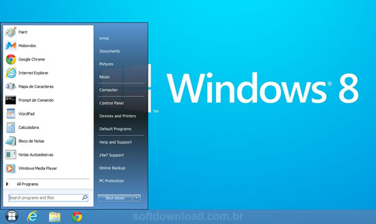 Como restaurar o menu iniciar no Windows 8