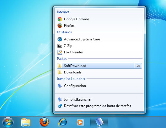 Organize a barra de tarefas do Windows 7