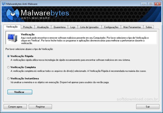 Programa para manutenção do Windows - Malwarebytes Anti-Malware
