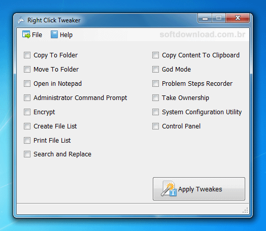Right Click Tweaker - Adicione 14 novas funções no menu de contexto do Windows