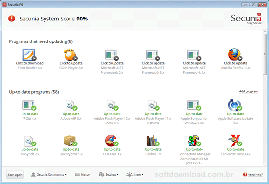 Programa para manutenção do Windows - Secunia PSI
