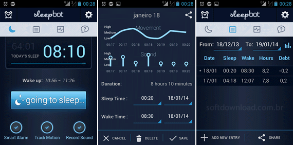 Aplicativo de estudantes para Android - SleepBot
