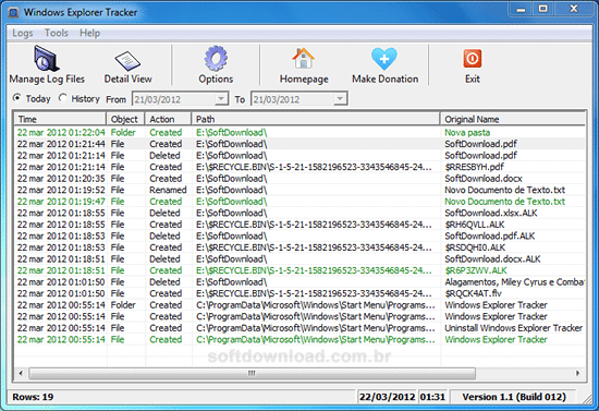 Windows Explorer Tracker - Histórico do Windows Explorer
